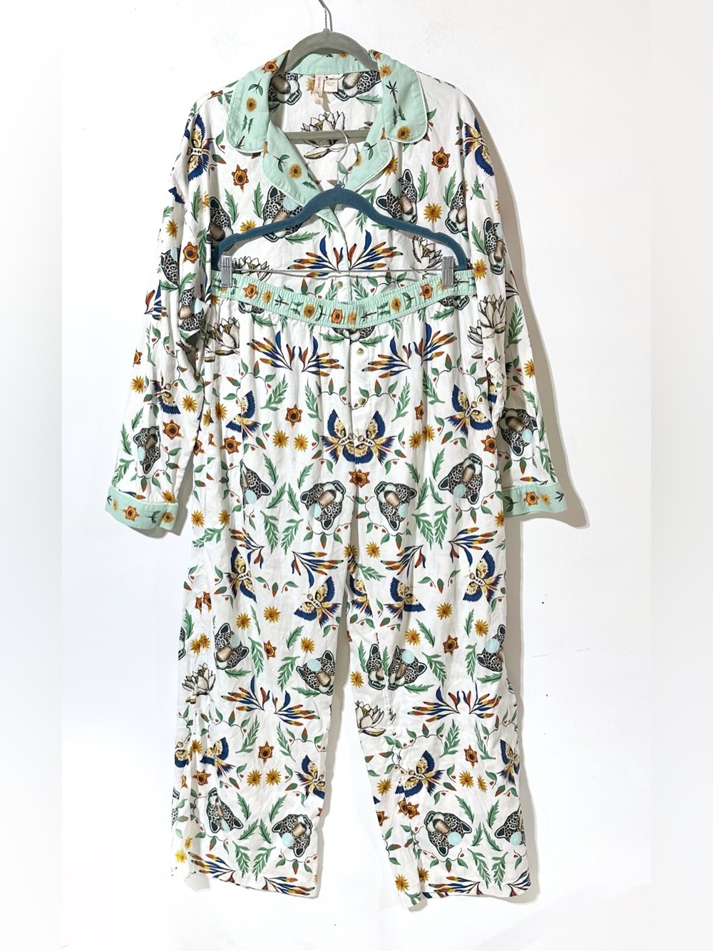 Anthropologie LyreBird Cloud Flannel Pajama Set Daren Magee Animal Cheetah SZ XL - Picture 3 of 16